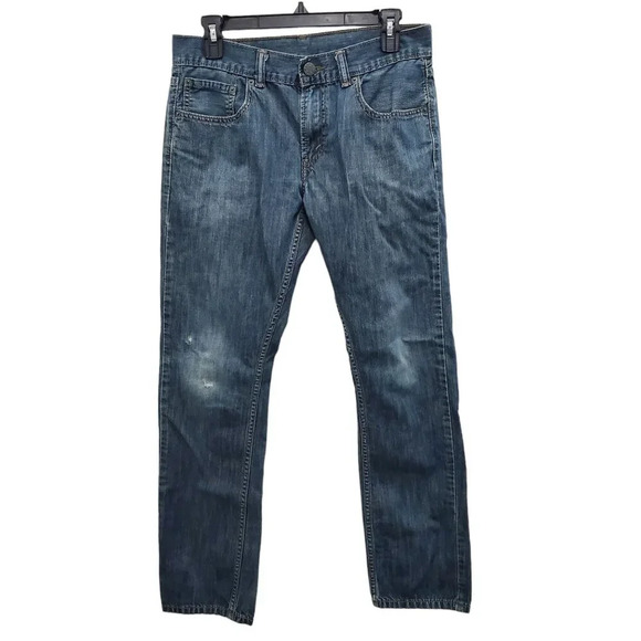 Levi's 513 Slim Boy's Darker‎ Medium Wash Natural Distressed Denim Jeans 18 Reg - Picture 1 of 9